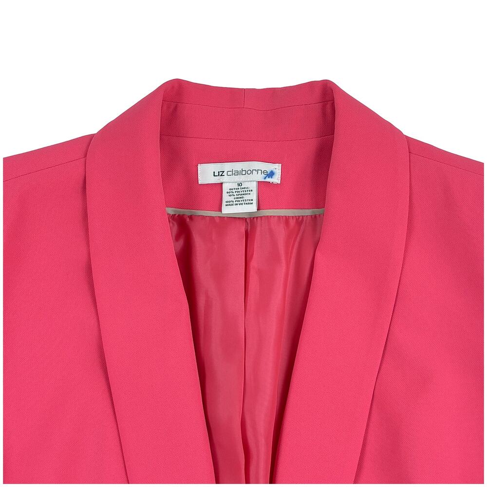 Liz Claiborne Hot Pink Blazer Womens 10 Career Barbie Workwear Bold Bright - Picture 3 of 8
